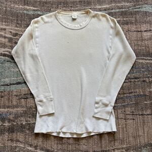 Men's Vintage 90s Long John's White Waffle Knit Thermal Long Sleeve Shirt Sz 2XL